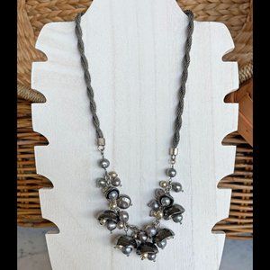 Coldwater Creek Bellflower Pearl Silver Tone Necklace